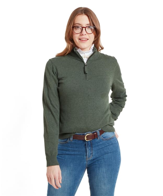 Women’s Schoffel Polperro Pima ¼ Zip Jumper - Country Green