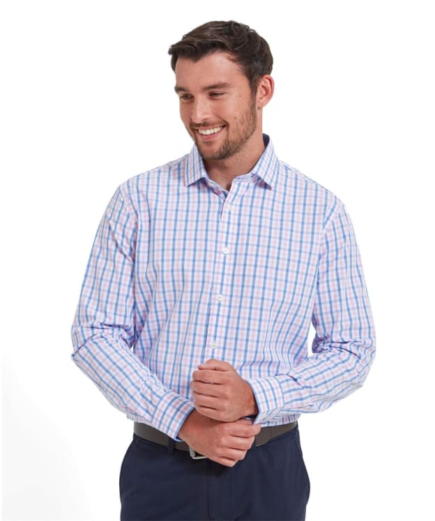 Men’s Schoffel Hebden Tailored Long Sleeve Shirt - Blue / Pink Check