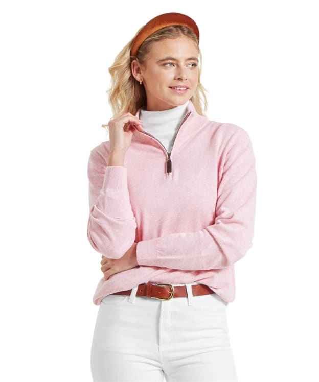 Women’s Schoffel Polperro Pima ¼ Zip Jumper - Pink Marl