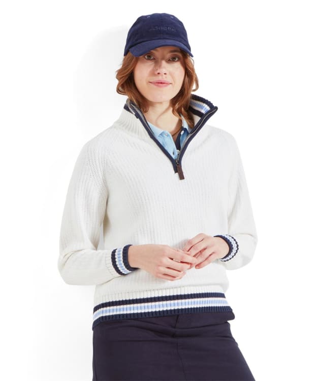 Women's Schöffel Havelet Bay 1/4 Zip Jumper - Soft White / Sky Blue