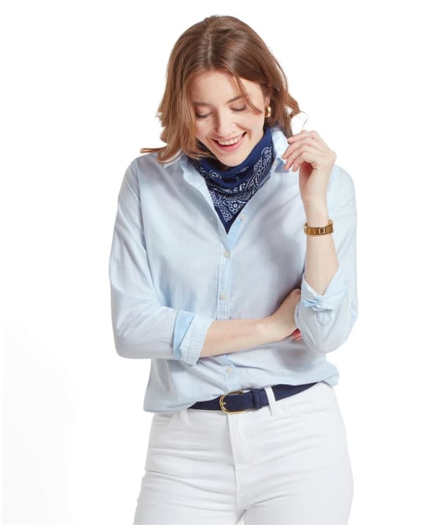 Women’s Schoffel Soft Long Sleeve Oxford Shirt - Pale Blue Stripe