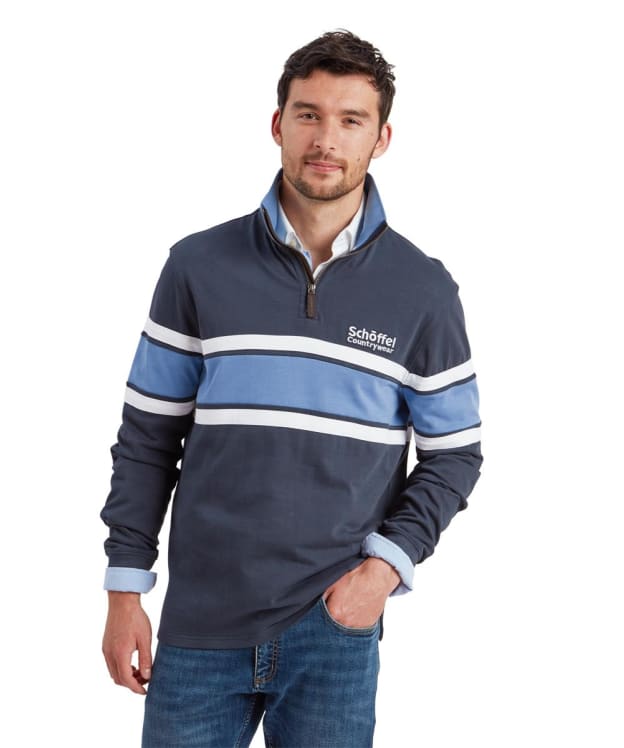 Schöffel Exmouth Heritage 1/4 Zip Rugby Shirt - Petrol Blue
