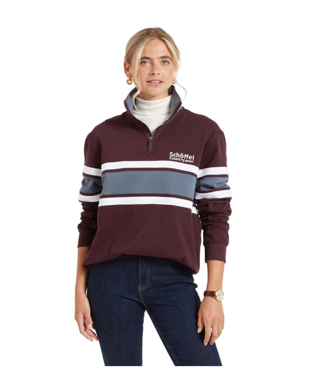 Schöffel Exmouth Heritage 1/4 Zip Rugby Shirt - Wine