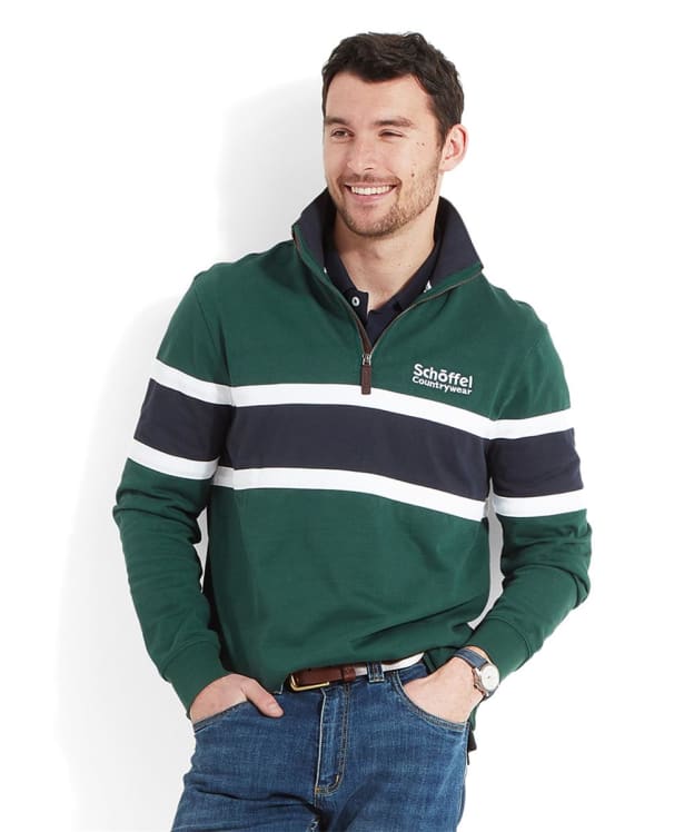 Schöffel Exmouth Heritage 1/4 Zip Rugby Shirt - Pine Green