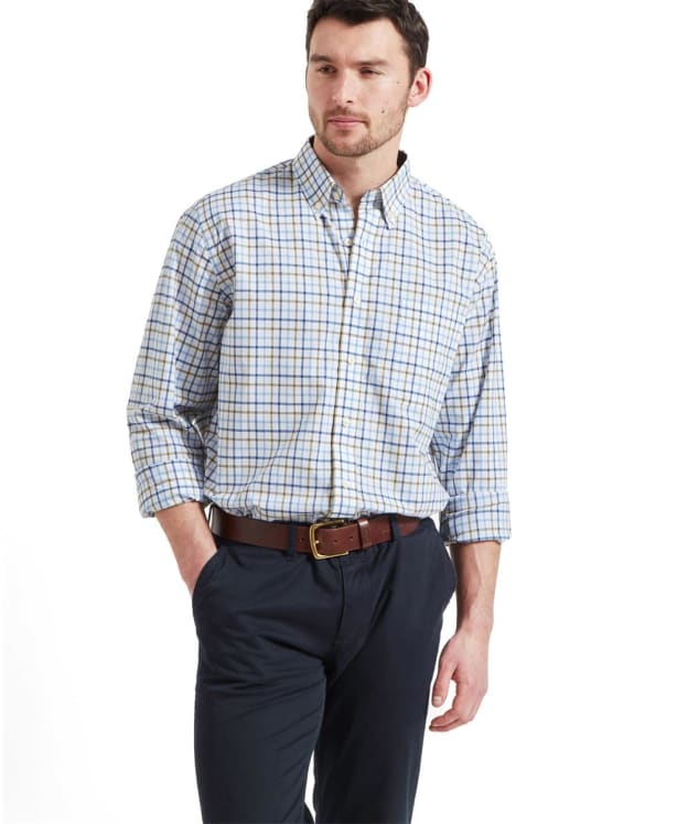 Men's Schoffel Holkham Long Sleeve Shirt - French Navy / Khaki / Blue