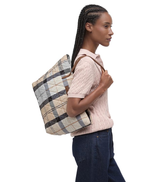 Women’s Barbour Wetherham Quilted Tartan Tote Bag - Safari Tartan