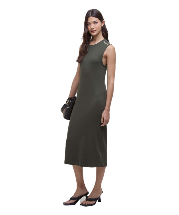 Women's Barbour International Hadfield Sleeveless Rib Midi Dress - Envy