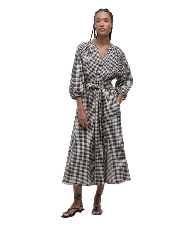 Women's Barbour Suri Midi Dress - Dark Navy / Light Sand / Military Brown