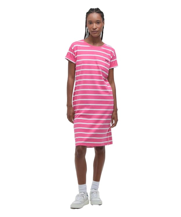 Women's Barbour Otterburn Stripe Dress - Rose Pink / White