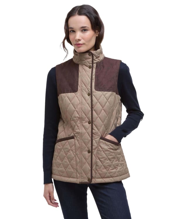 Women's Barbour Keeper Wear Quilted Gilet - Military Brown