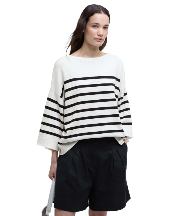 Women's Barbour Renfew Knitted Jumper - Cloud / Black Stripe