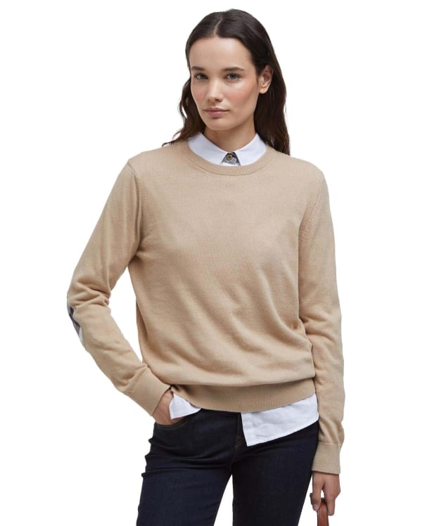 Women's Barbour Lavender Knitted Crew Neck Jumper - Putty
