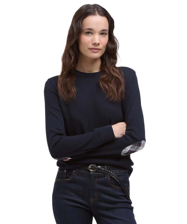 Women's Barbour Lavender Knitted Crew Neck Jumper - Navy