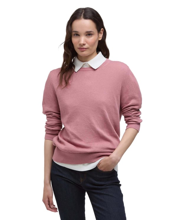 Women's Barbour Lavender Knitted Crew Neck Jumper - Tea Rose