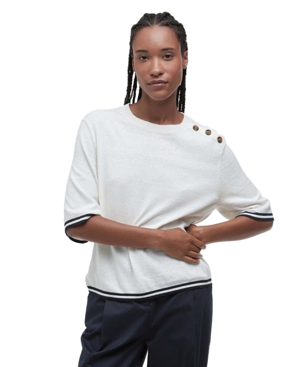 Women's Barbour Genevieve Knitted T-Shirt - Cloud