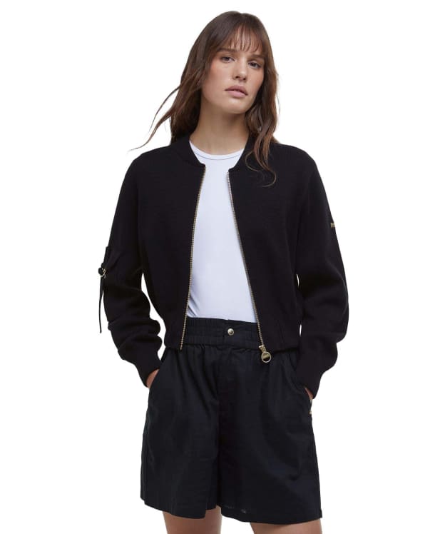 Women's Barbour International Priya Knitted Bomber Jacket - Black