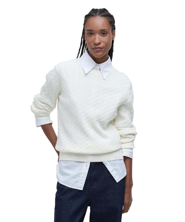 Women's Barbour Hartland Crew Knitted Jumper - Cloud