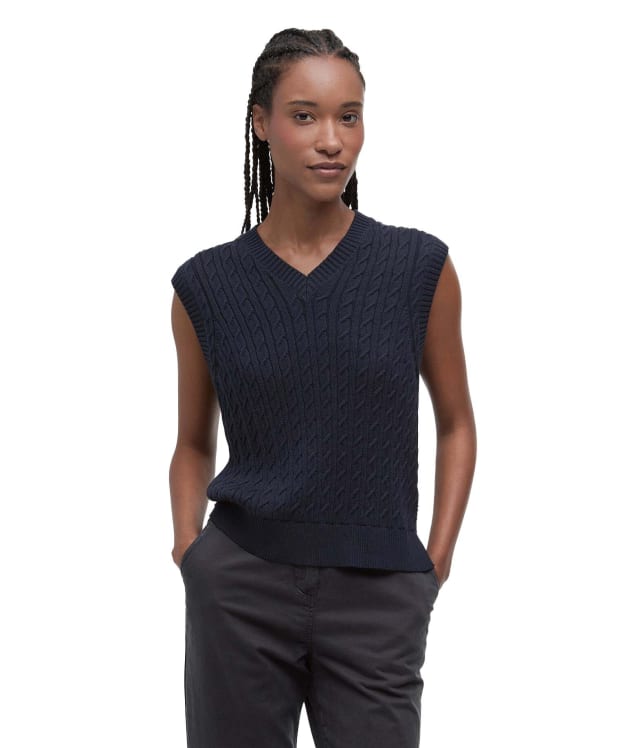 Women's Barbour Hartland Sleeveless Knitted Jumper - Navy