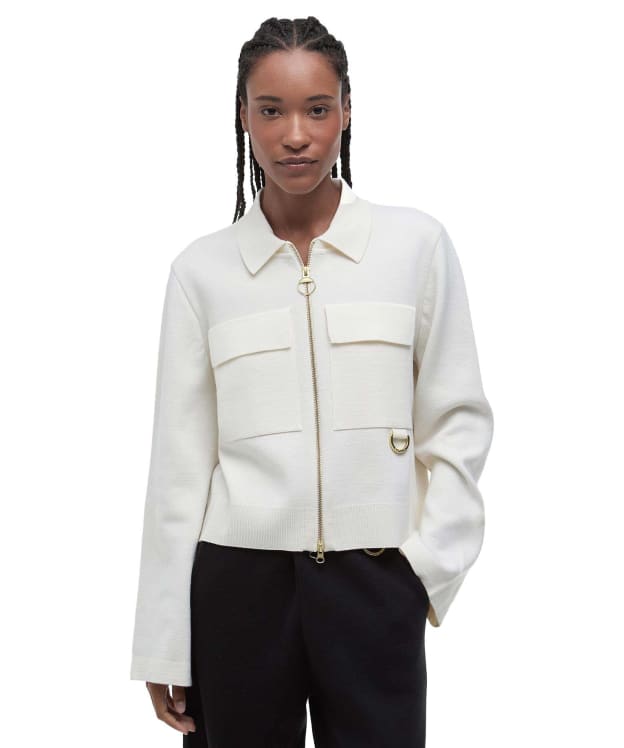 Women's Barbour Alma Knitted Zip Through Cardigan - Ecru / Oatmeal