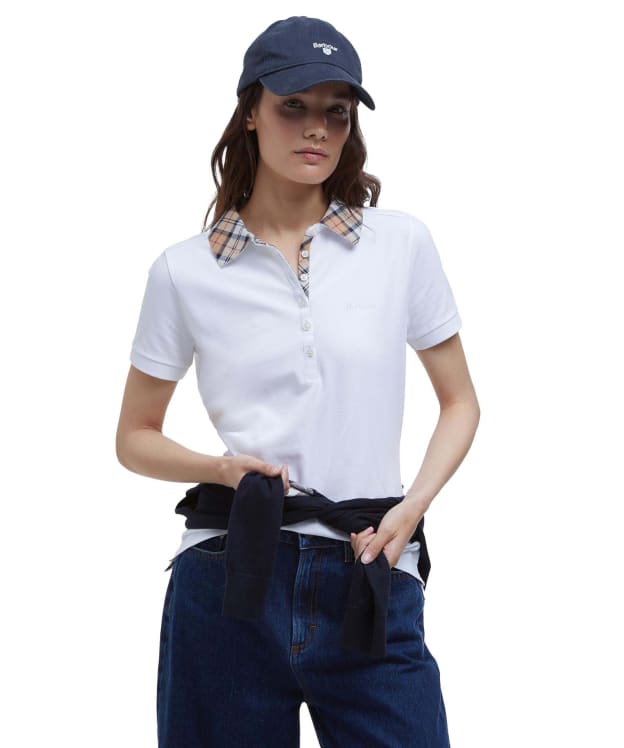 Women's Barbour Malvern Polo Shirt - White / Hessian