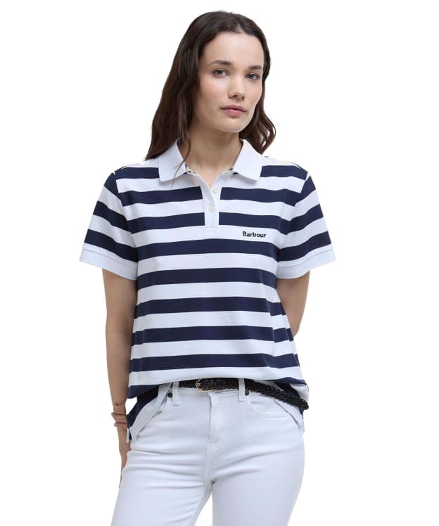 Women's Barbour Ashbourne Stripe Polo Top - Navy Stripe