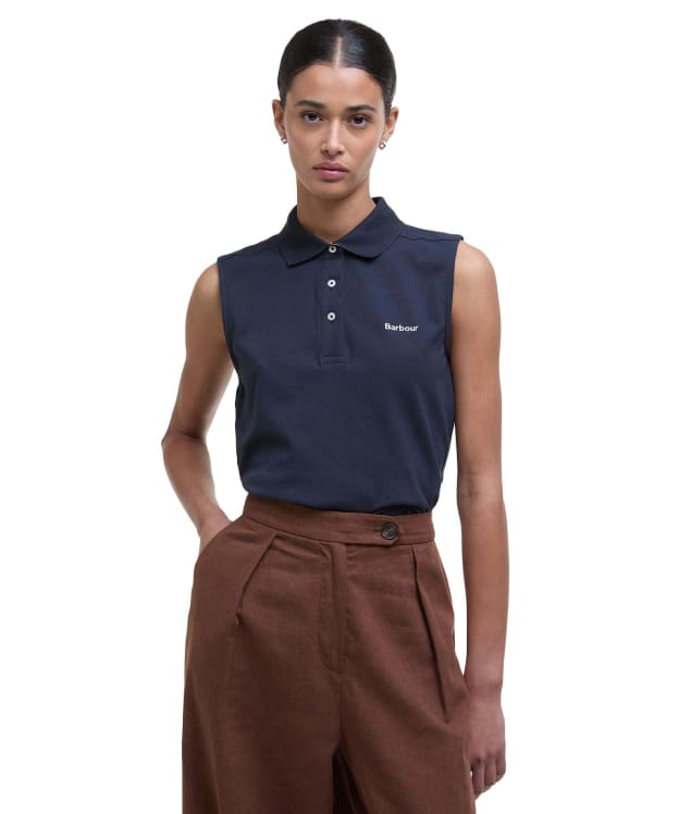 Women's Barbour Bowford Sleeveless Polo Top - Navy