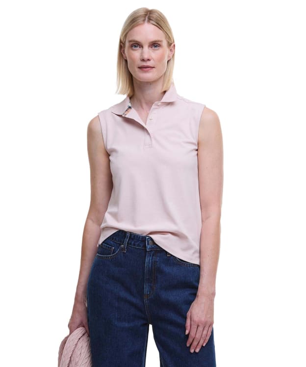 Women's Barbour Bowford Sleeveless Polo Top - Primrose Pink
