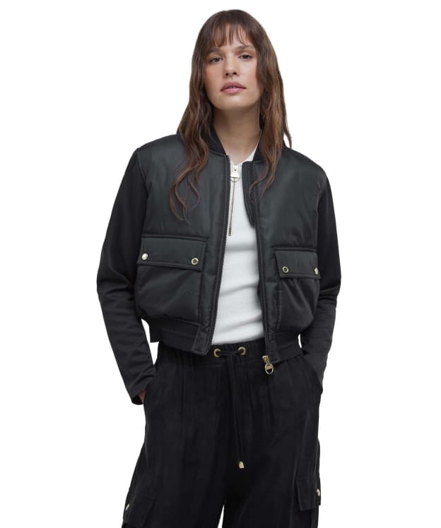 Women's Barbour International Emerson Quilted Sweater Jacket - Black