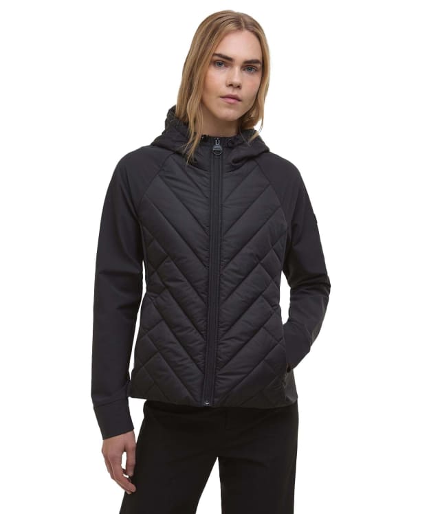 Women's Barbour International Dakota Quilted Sweater Jacket - Black