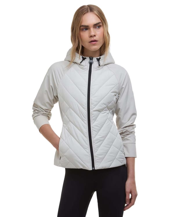 Women's Barbour International Dakota Quilted Sweater Jacket - Silver Birch