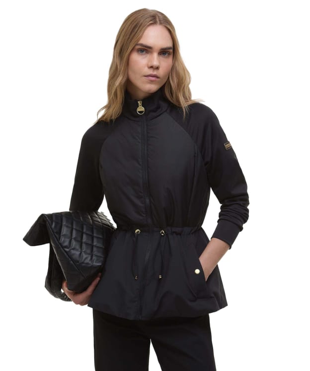 Women's Barbour International Caprice Quilted Sweater Jacket - Black
