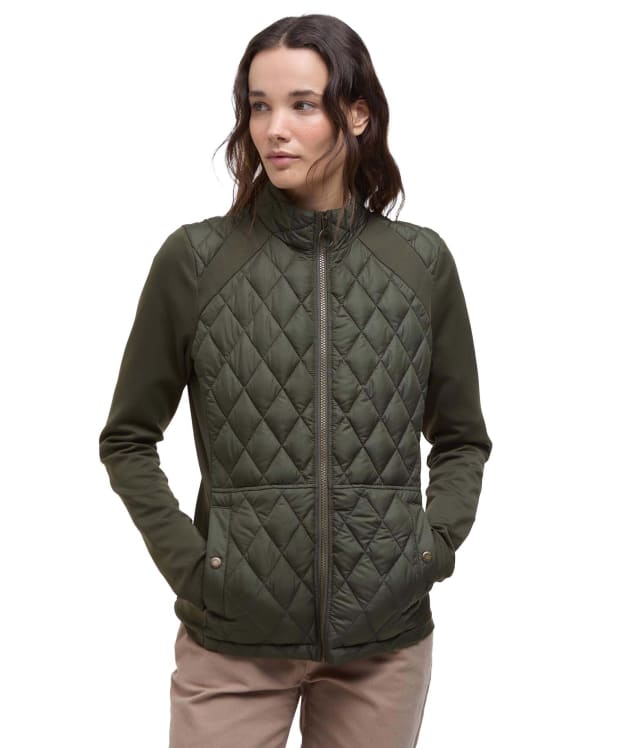 Women's Barbour Edda Quilted Sweater Jacket - Olive