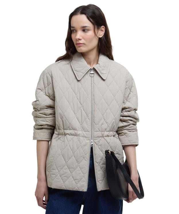 Women's Barbour Clarissa Quilted Jacket - Light Sand / Rosemary Tartan