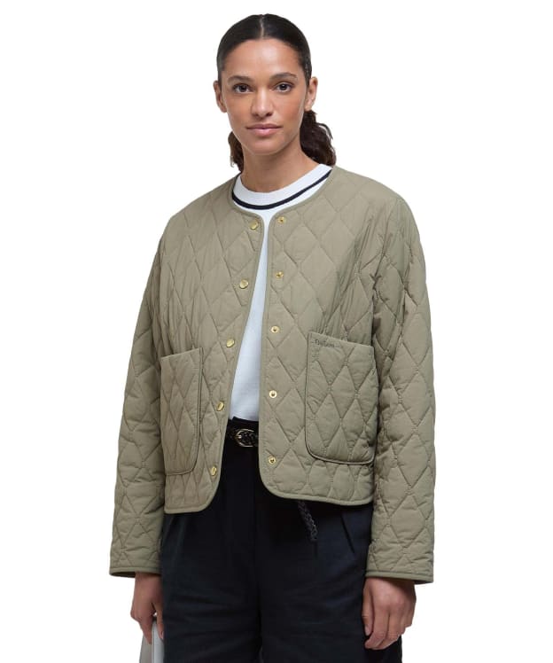 Women's Barbour Monroe Quilted Jacket - Dusky Green / Rosemary Tartan