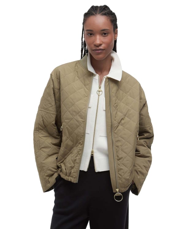 Women's Barbour Emlyn Quilted Jacket - Dusky Green / Ancient Tartan