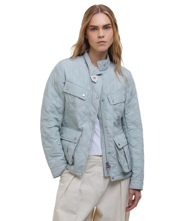 Women's Barbour International Halsey Quilted Jacket - Light Steel / Silver
