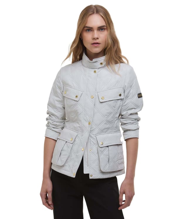 Women's Barbour International Halsey Quilted Jacket - Silver Birch / Moss