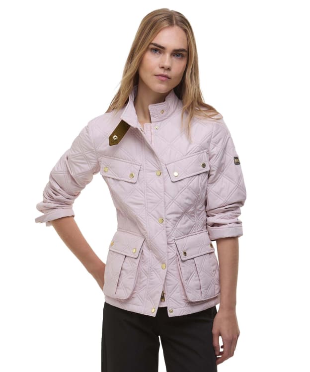 Women's Barbour International Halsey Quilted Jacket - Crystal Pink / Moss
