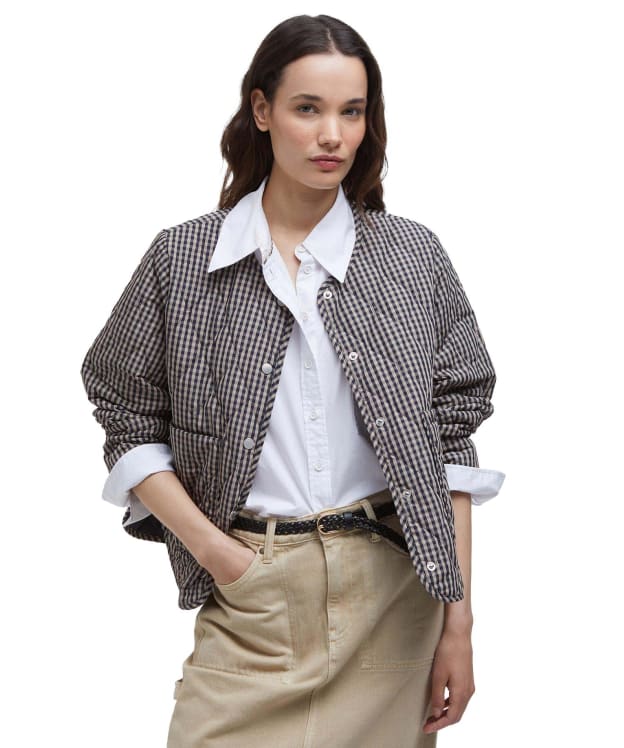 Women's Barbour Check Monroe Quilted Jacket - Navy / Sand Gingham