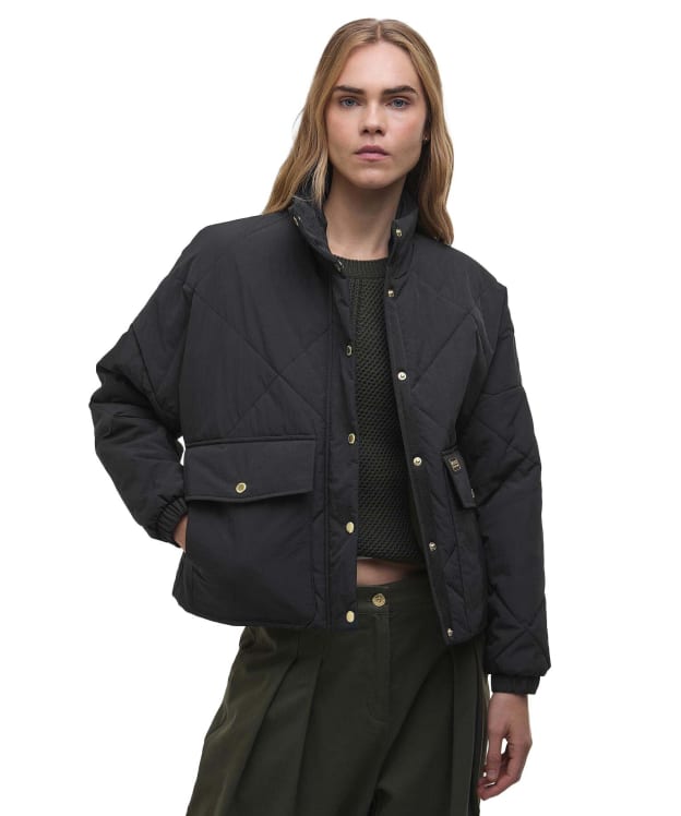 Women's Barbour International Zola Quilted Jacket - Black / Envy green