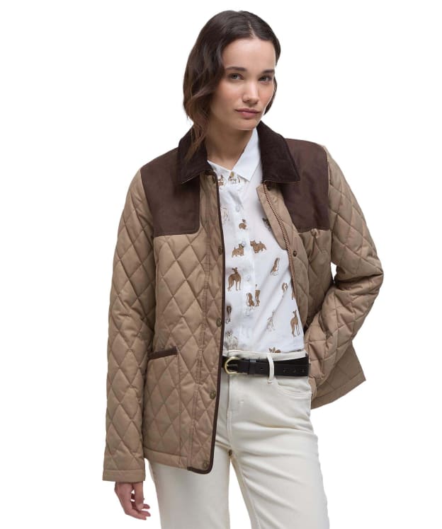 Women's Barbour Keeper Wear Quilted Jacket - Military Brown