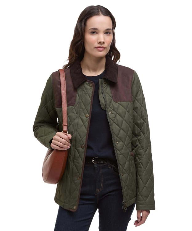 Women's Barbour Keeper Wear Quilted Jacket - Olive