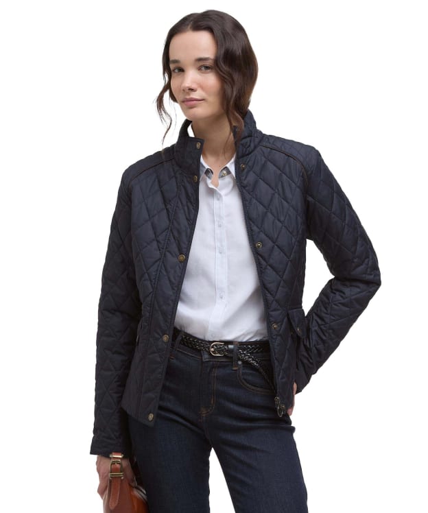 Women's Barbour Crawford Cavalry Quilted Jacket - Dark Navy / Ancient Tartan