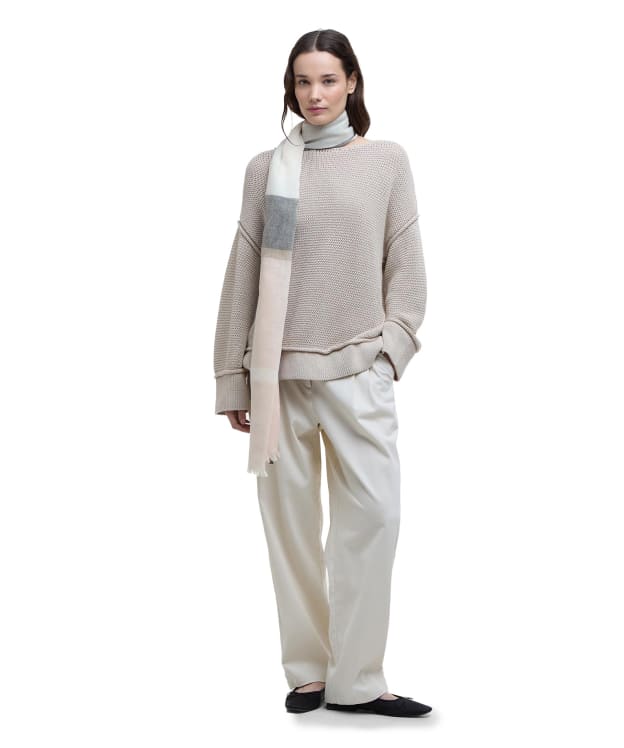 Women's Barbour Abigail Lightweight Cotton Linen Blend Tartan Scarf - Primrose Safari Tartan