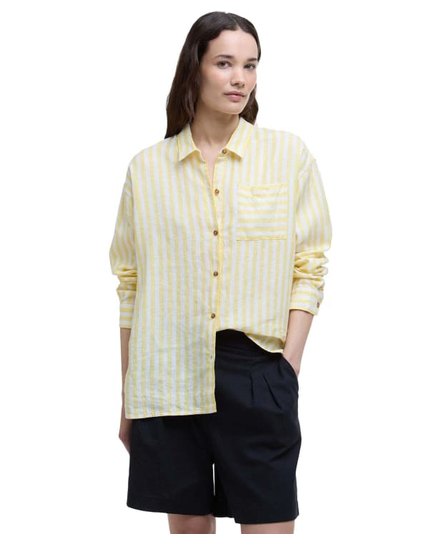 Women's Barbour Annie Long Sleeve Linen Shirt - Sunray Yellow Stripe