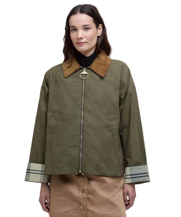 Women's Barbour Catlin Showerproof Jacket - Dusky Green / Ancient Tartan