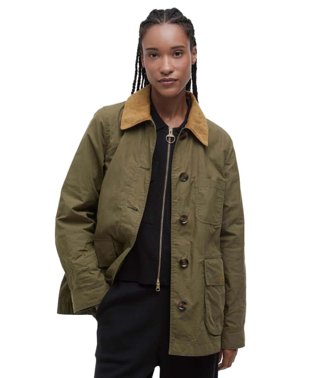 Women's Barbour Averie Showerproof Jacket - Dusky Green / Ancient Tartan