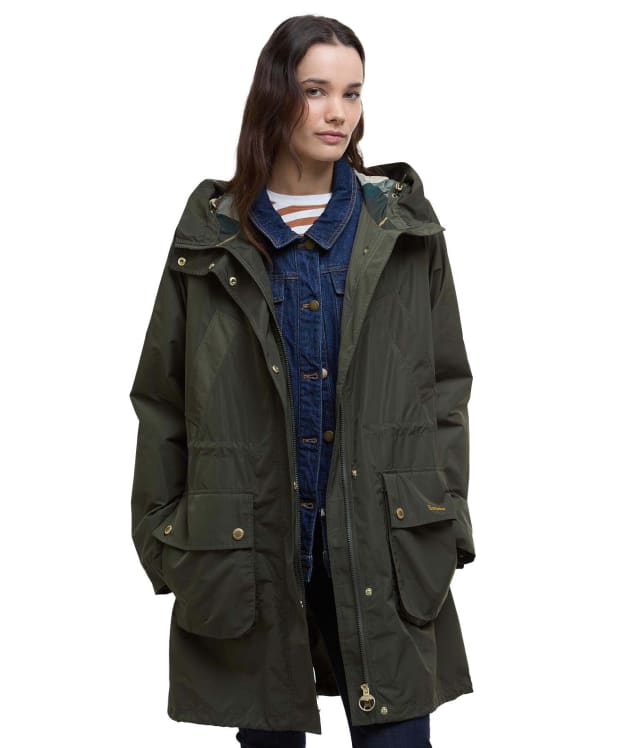 Women's Barbour Una Showerproof Jacket - Olive / Ancient Tartan
