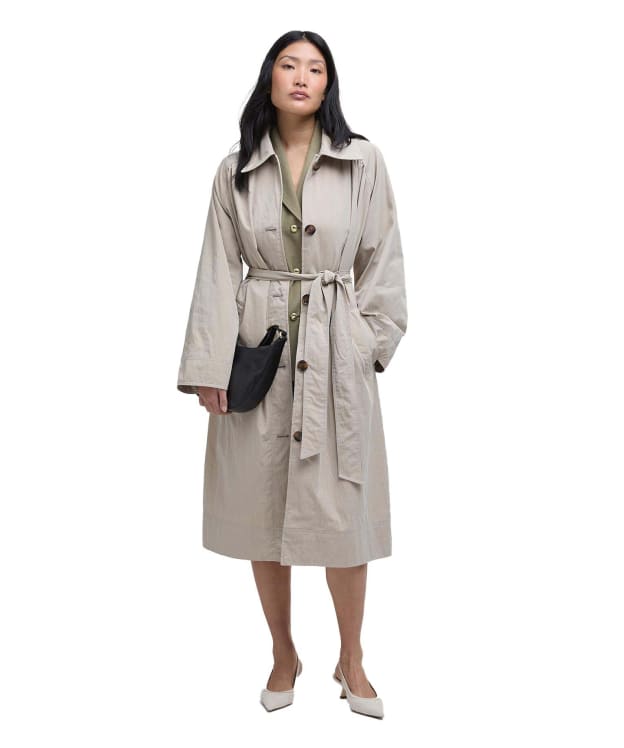 Women's Barbour Garbo Showerproof Trench Coat - Light Sand / Rosemary
