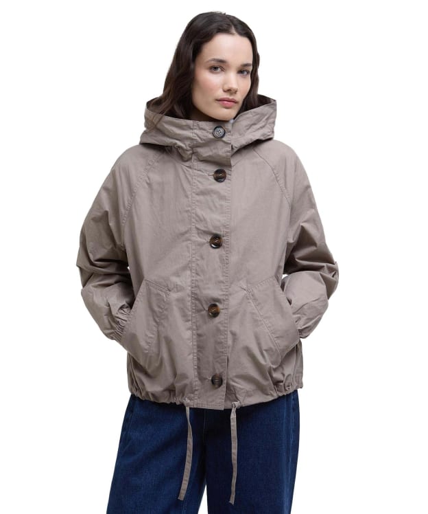 Women's Barbour Bhodi Showerproof Jacket - Dirty Khaki / Safari Tartan